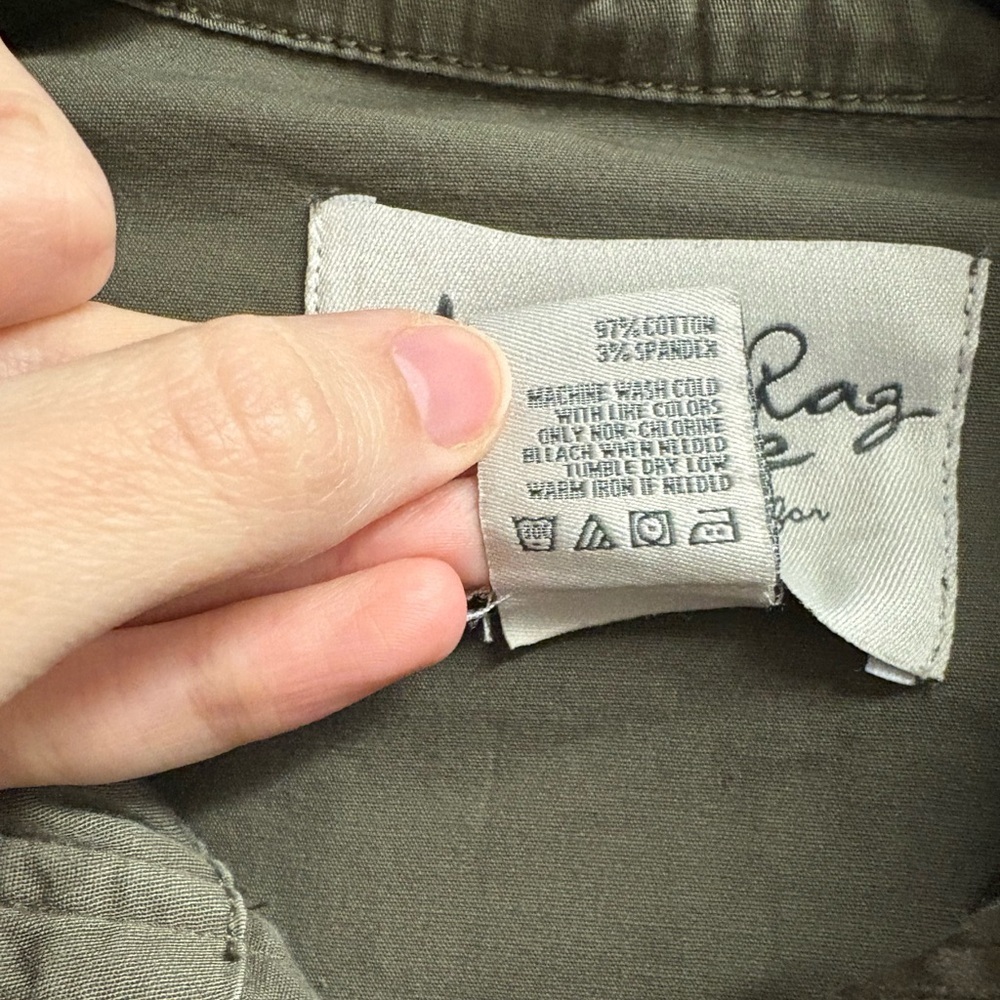 American Rag Olive Cotton Blend Utility Jacket W/ Drawstring Size Small - Picture 4 of 5